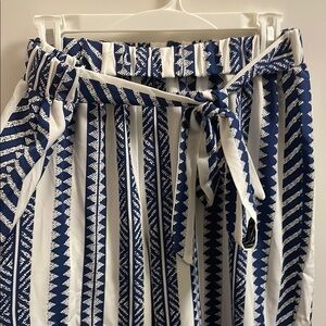 Navy and White Striped Pants with Belt